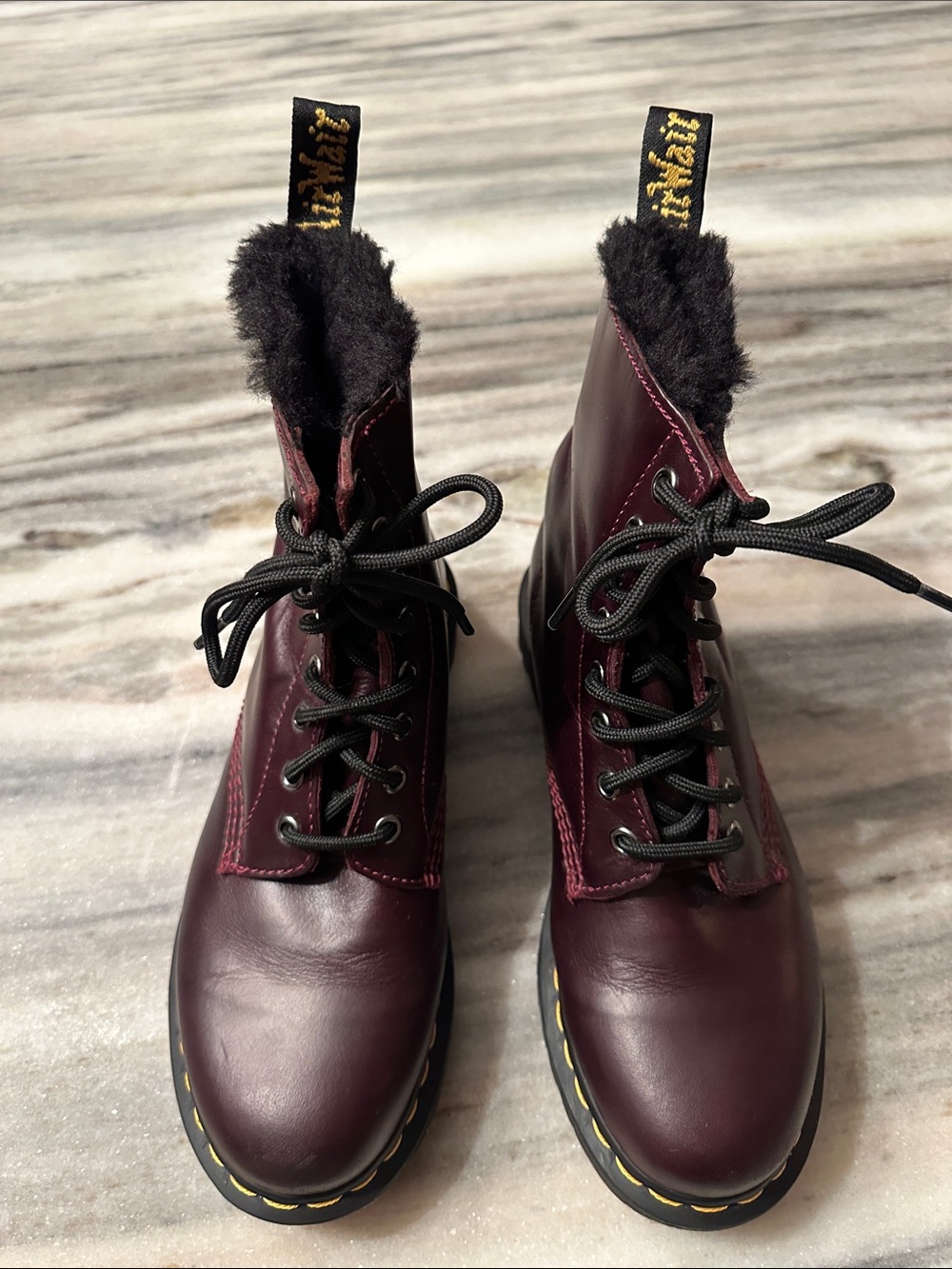 DR.MARTENS 1460 FAUX FUR LINED LEATHER BOOTS